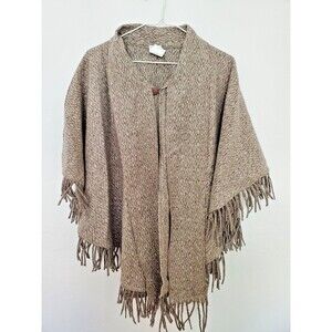 Textiles Cape 100% Lana Diamond Gray Pattern with Buttons and Wrap at the Neck